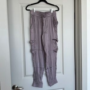 Purple satin joggers